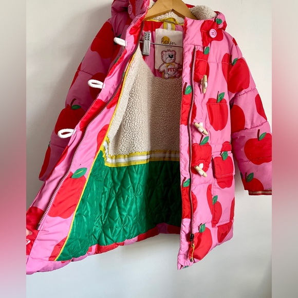 Size 4-5Y Boden Girl’s Apple Print Parka Coat - Picture 3 of 9